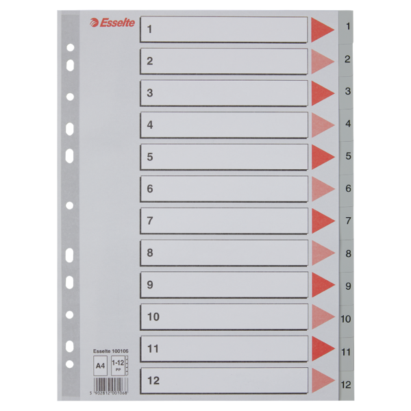 Register PP A4 1-12 grå