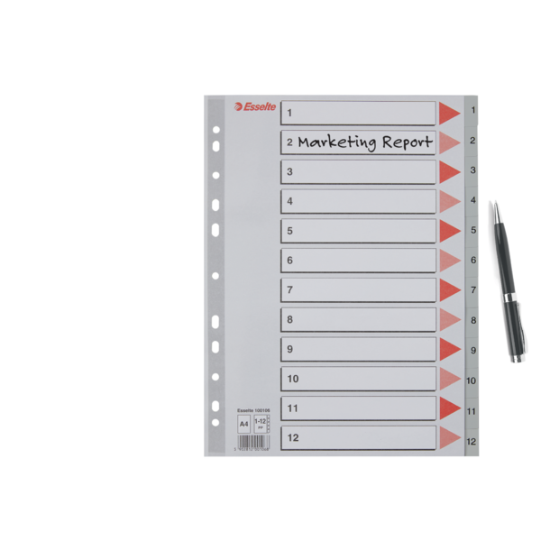 Register PP A4 1-12 grå