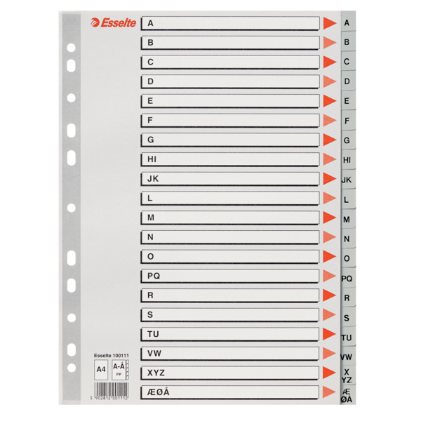 Register PP A4 A-Å grå