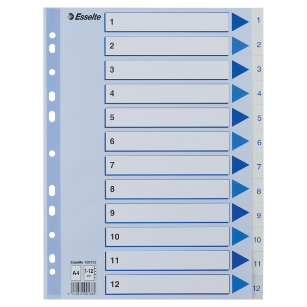 Register PP A4 1-12 hvid