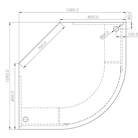 Reception Ekoflex underdel hjørne, Bøg 1300x1300 mm