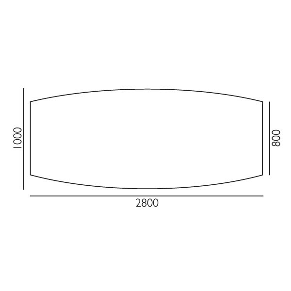 Konferencebord Consensus, Birk 2800x1000 mm bådformet, Alugrå understel