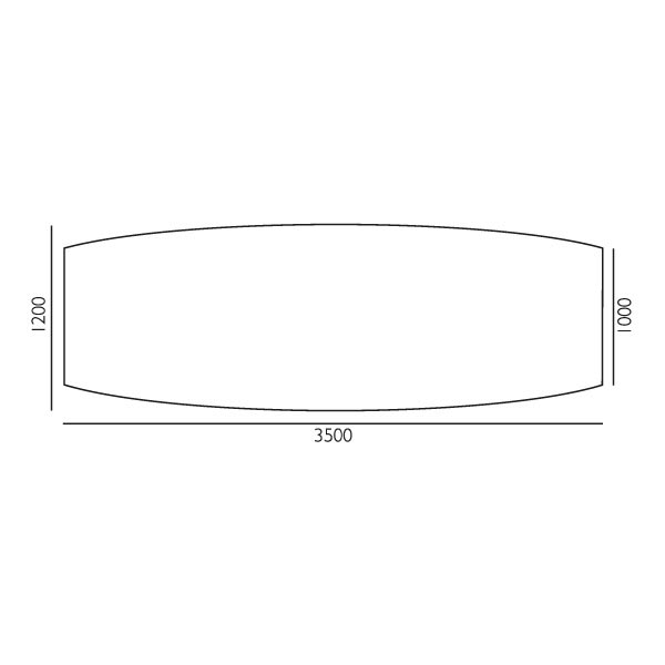 Konferencebord Consensus, Bøg 3500x1200 mm bådformet, Alugrå understel