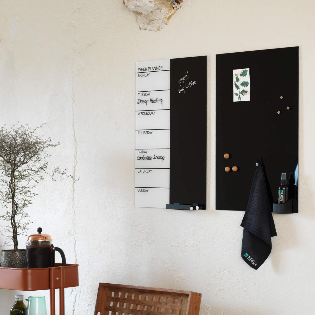 40 x 60 cm. Glas uge tavle Tysk