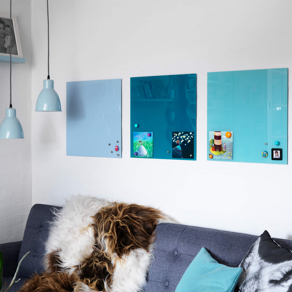 45 x 45 cm. Lyseblå Magnetisk Glastavle