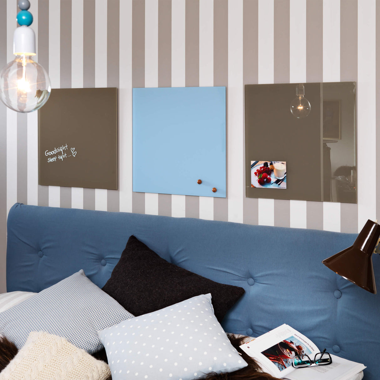 45 x 45 cm. Beige Magnetisk Glastavle