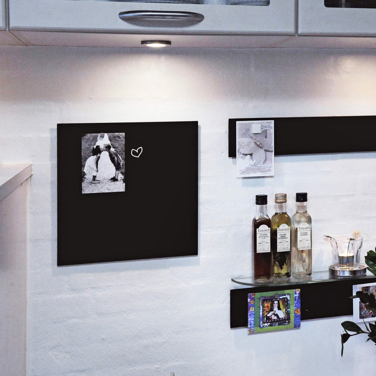 35 x 35 cm. Sort Magnetisk Glastavle