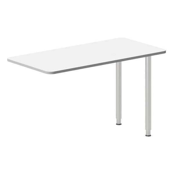 Skrivebord, tilbyg DNA Hvid 1200x600mm I-ben Alugrå