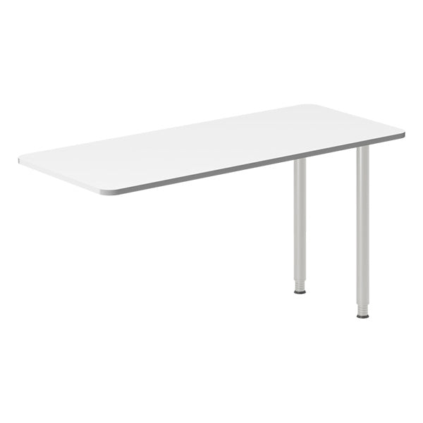 Skrivebord, tilbyg DNA Hvid 1400x600mm I-ben Alugrå