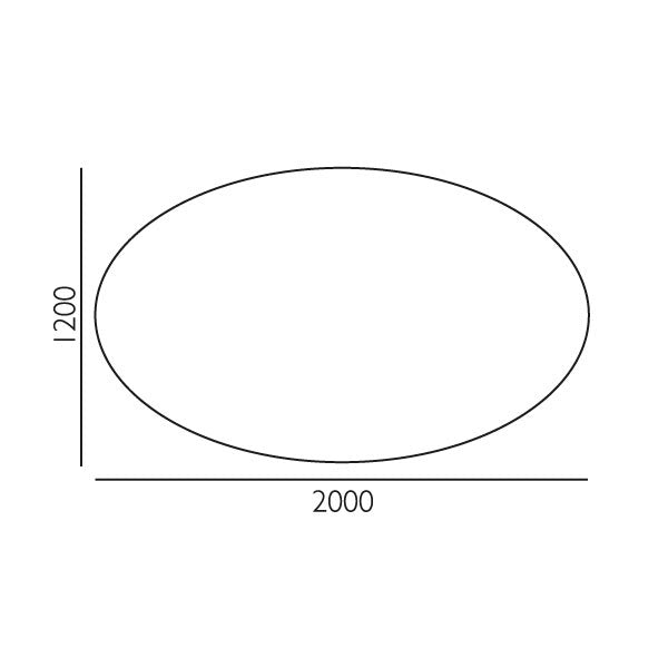 Konferencebord Consensus, Hvid 2000x1200 mm oval, Alugrå understel