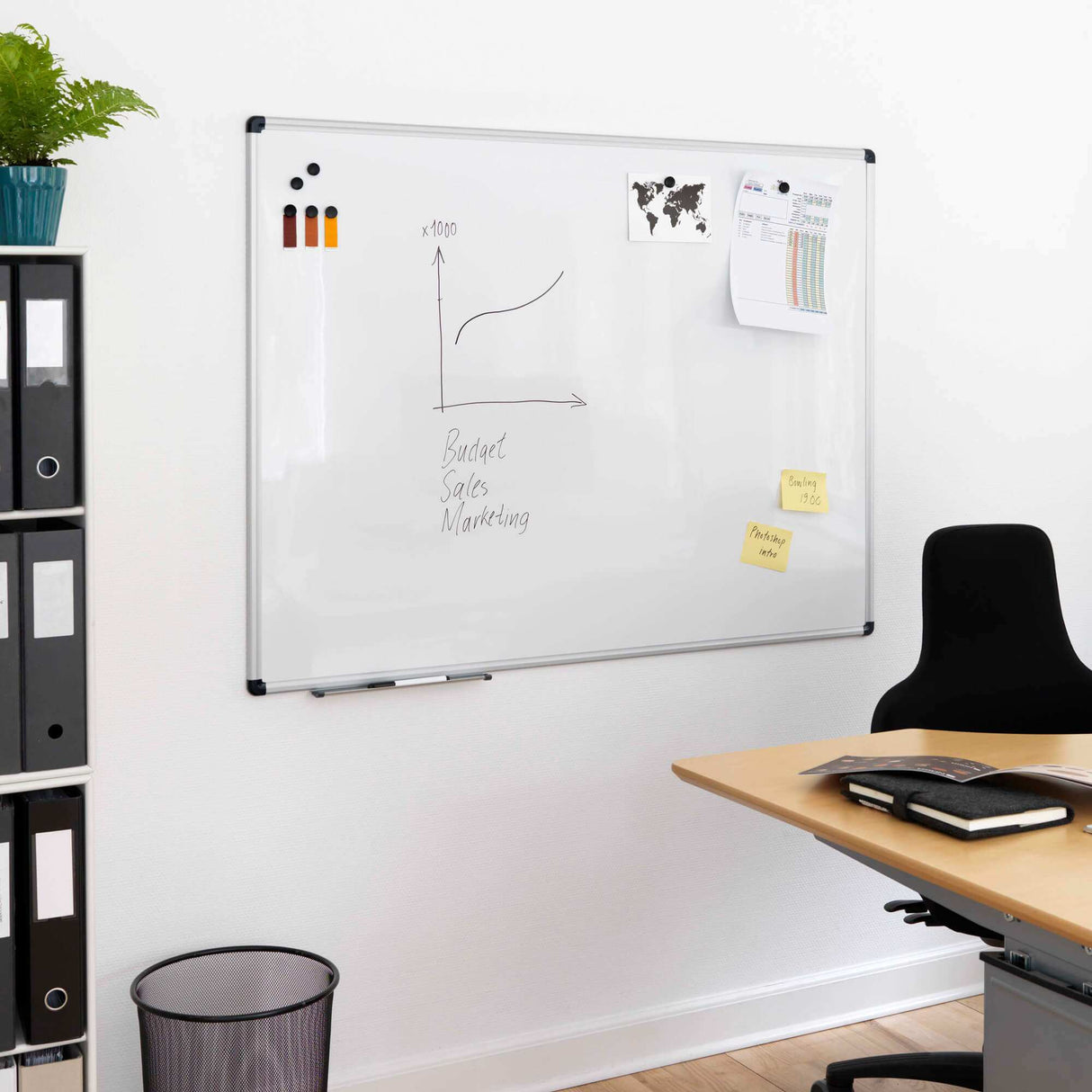 Whiteboard 100 x 150 | 100 x 150 cm. Whiteboard med alu. ramme | Officely