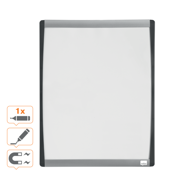 WB tavle m/buet ramme hvid 33,5x28cm