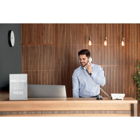 Skilteholder Premium Plus akryl T-fod A4