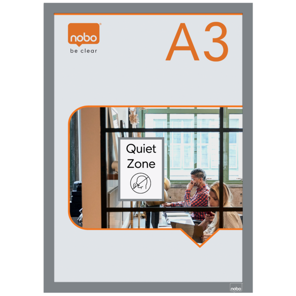 Inforamme magnetisk/selvklæb A3 sølv (2)