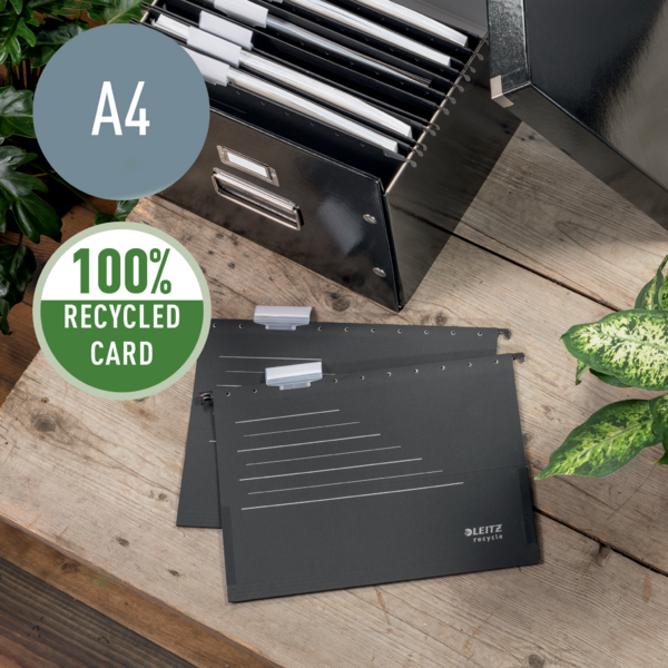 Hængemappe m/mekanisme recycle A4 sort
