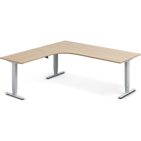 Hæve-sænkebord DNA, Eg 2000x2000mm Venstre 3-ben/Alugrå