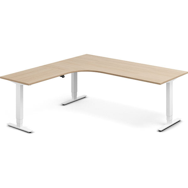 Hæve-sænkebord DNA, Eg 2000x2000mm Venstre 3-ben/Hvid