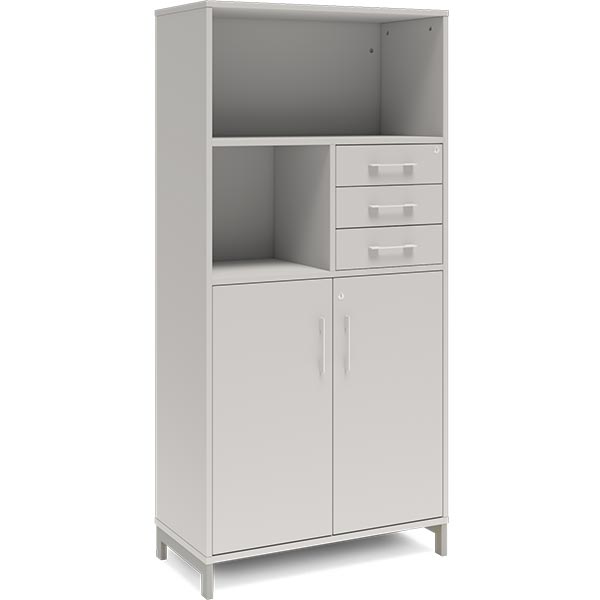 Kontorskab DNA, 800x1660 mm, Lys grå/Alugrå, skuffemodul 4A4/2A4