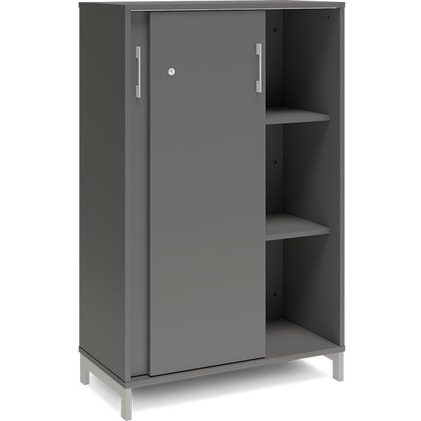Kontorskab DNA, 800x1275 mm, Antracit/Alugrå, skydedør 3A4