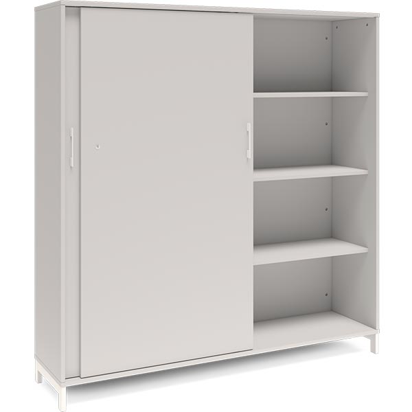 Kontorskab DNA, 1600x1660 mm, Lys grå/Hvid, skydedør 4A4