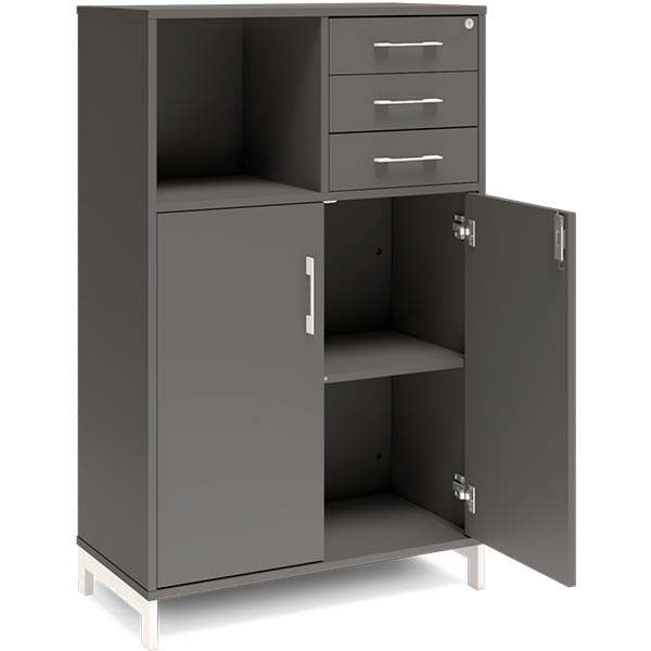 Kontorskab DNA, 800x1275 mm, Antracit/Hvid, skuffemodul 3A4/2A4