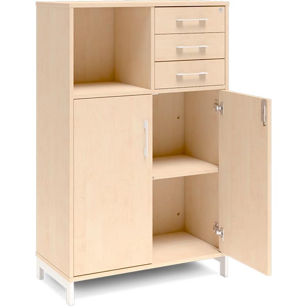 Kontorskab DNA, 800x1275 mm, Birk/Hvid, skuffemodul 3A4/2A4