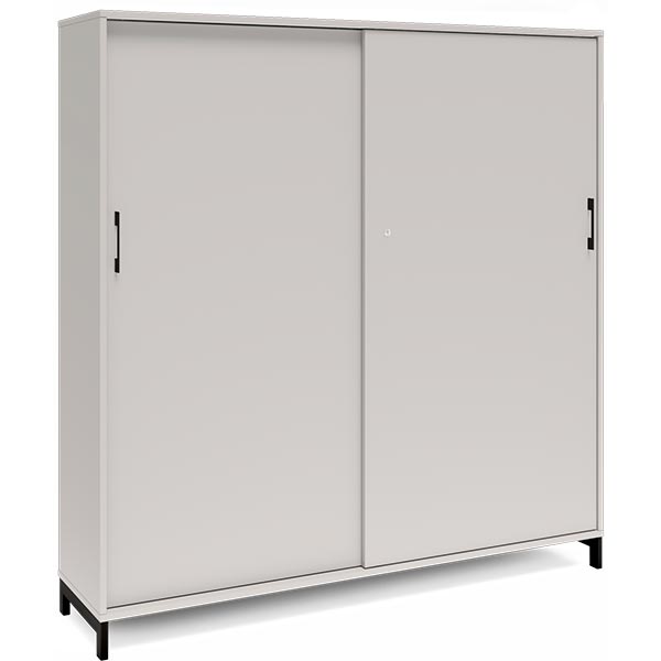 Kontorskab DNA, 1600x1660 mm, Lys grå/Sort, skydedør 4A4