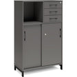 Kontorskab DNA, 800x1275 mm, Antracit/Sort, skydedør og skuffemodul 3A4/2A4