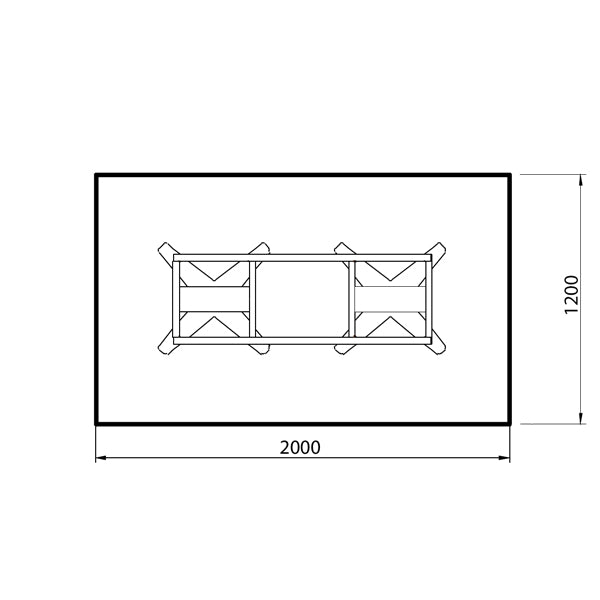 Konferencebord DNA, Antracit 2000x1200 mm rektangulært, Hvid understel
