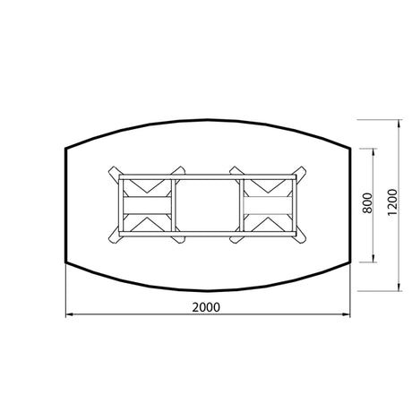 Konferencebord DNA, Lysgrå 2000x1200 mm bådformet, Sort understel