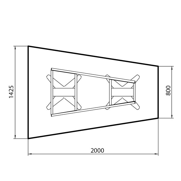 Konferencebord DNA, Hvid 2000x1425 mm trapezformet, Alugrå understel
