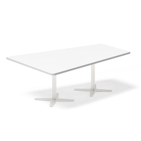 Konferencebord DNA, Hvid 2000x1425 mm trapezformet, Hvid understel