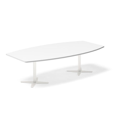 Konferencebord DNA, Hvid 2600x1200 mm bådformet, Hvid understel