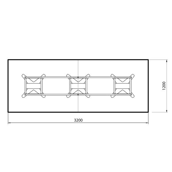 Konferencebord DNA, Antracit 3200x1200 mm rektangulært, Hvid understel