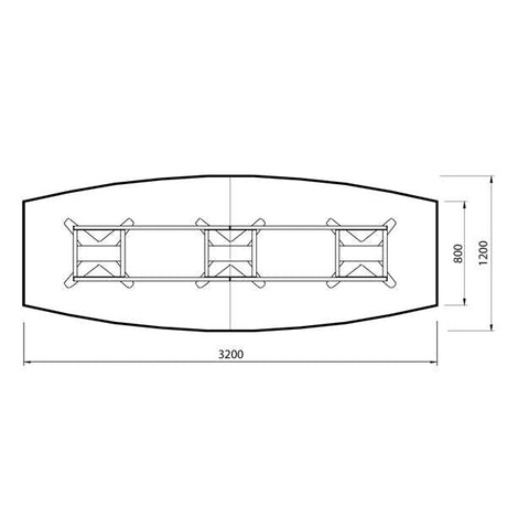 Konferencebord DNA, Hvid 3200x1200 mm bådformet, Hvid understel