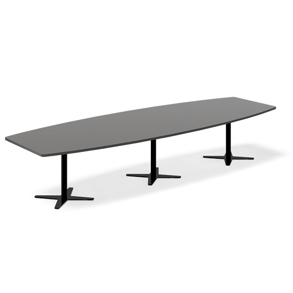 Konferencebord DNA, Antracit 3800x1200 mm bådformet, Sort understel