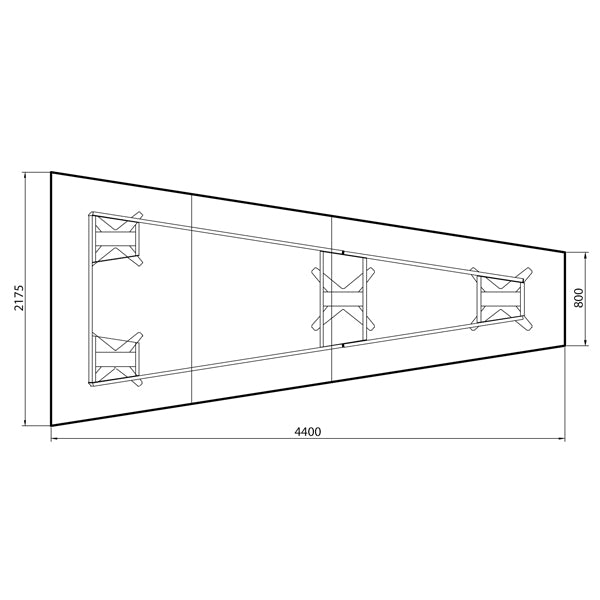 Konferencebord DNA, Lysgrå 4400x2175 mm trapezformet, Hvid understel