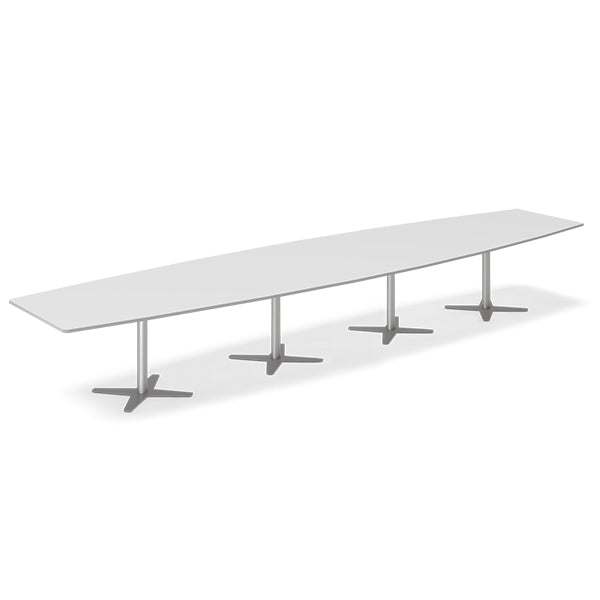 Konferencebord DNA, Lysgrå 5000x1200 mm bådformet, Alugrå understel