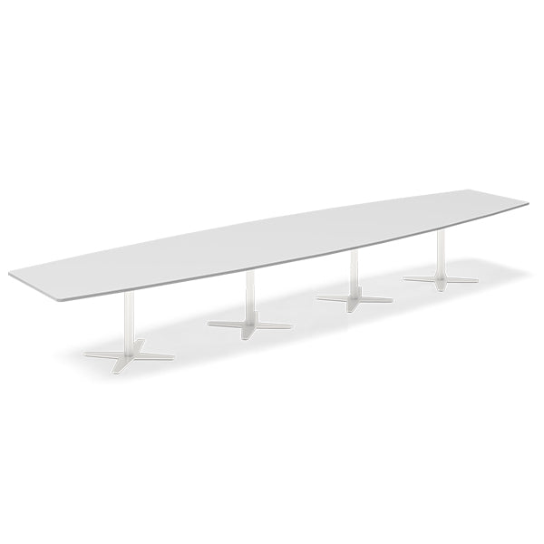 Konferencebord DNA, Lysgrå 5000x1200 mm bådformet, Hvid understel