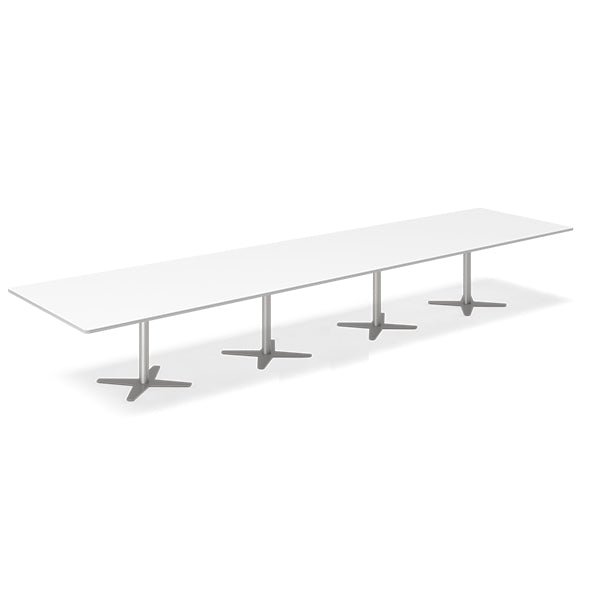 Konferencebord DNA, Hvid 5000x1200 mm rektangulært, Alugrå understel