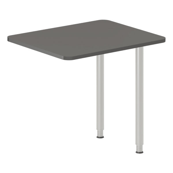 Skrivebord, tilbyg DNA Antracit 800x600 mm I-ben Alugrå