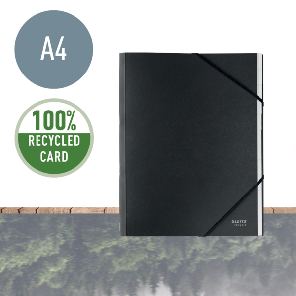 Sorteringsmappe recycle karton A4 12-delt sort