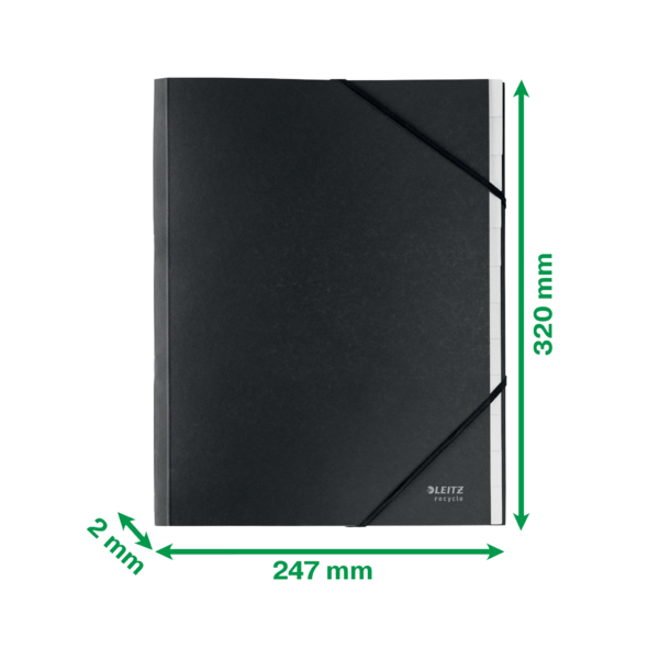 Sorteringsmappe recycle karton A4 12-delt sort