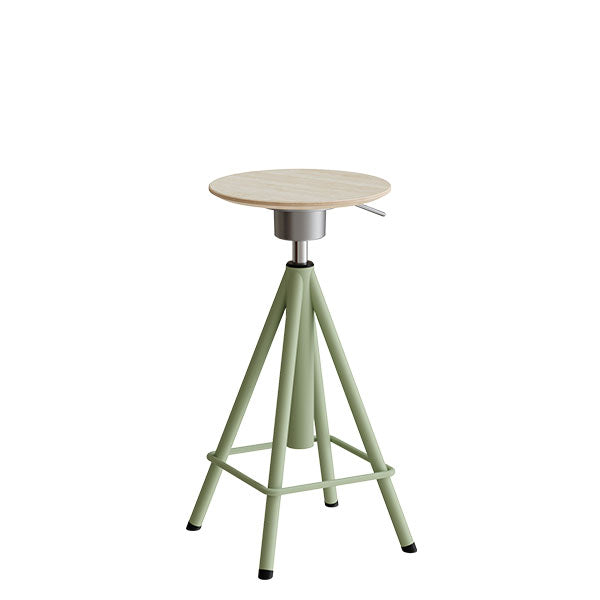 Taburet Atlas 2117, hvidpigm. egelaminat, grønt stel Vip H: 600-720 mm