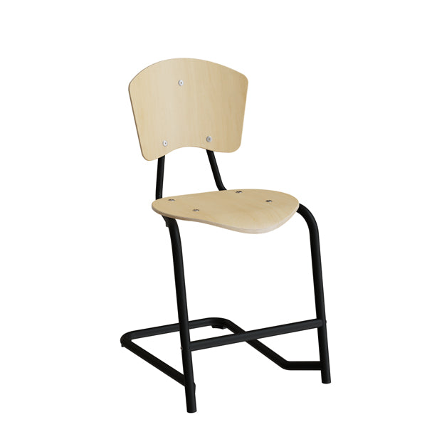 Stol Nian 3479, 500mm, birk finér med sort stel og fotstøtte