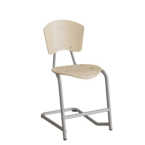 Stol Nian 3479, 500mm, birk laminat med alugråt stel og fotstøtte