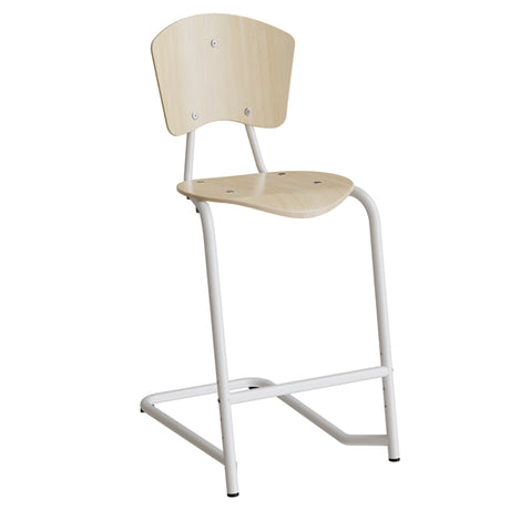 Stol Nian 3479, 630mm, birk laminat med hvidt stel og fotstøtte