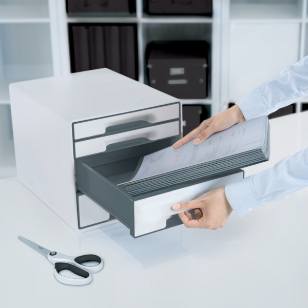 Desk cube WOW m/4-skuffer hvid/grå