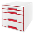 Desk Cube WOW m/4-skuffer hvid/rød