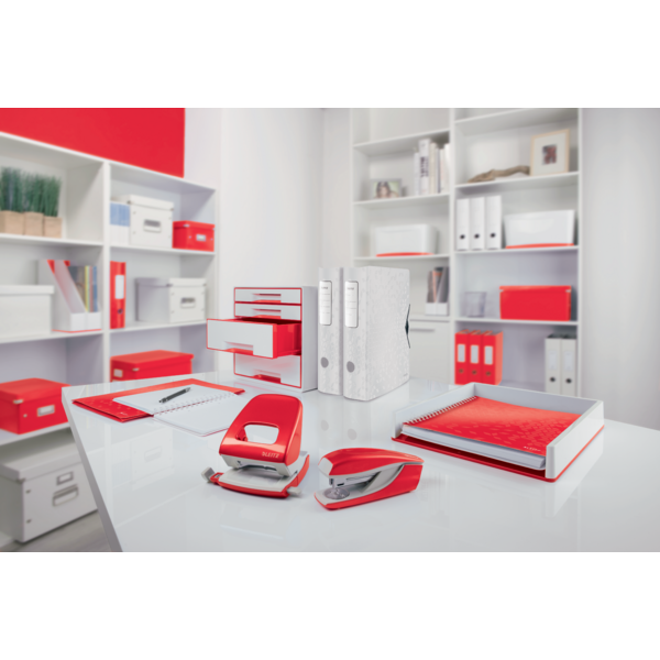 Desk Cube WOW m/4-skuffer hvid/rød